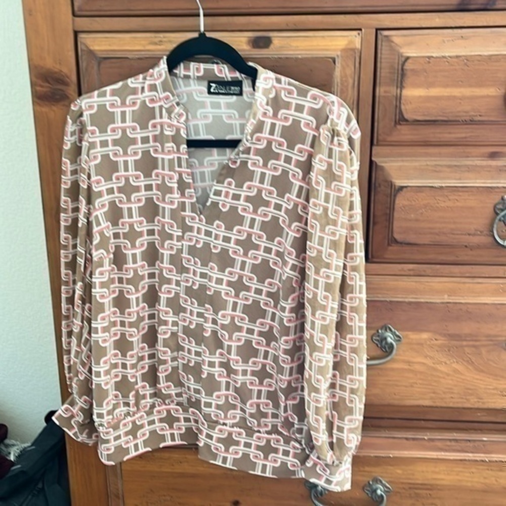 7th Avenue Design Studio New York Women’s Brown And Pink Blouse NWOT